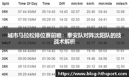 城市马拉松排位赛前瞻：泰安队对阵沈阳队的技战术解析